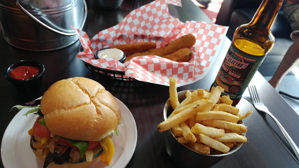 Veggie Burger Fries Deep Fried Pickles
