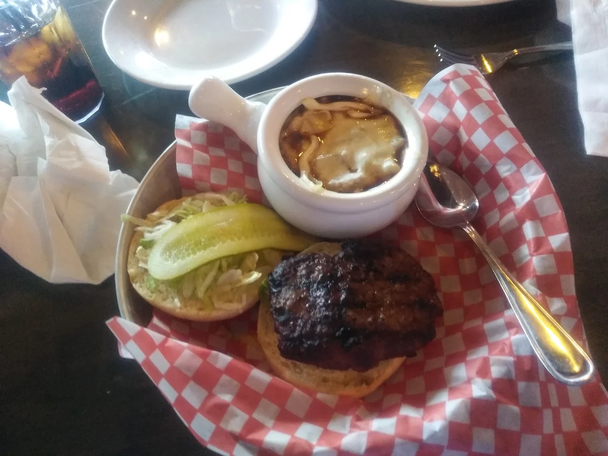 Chuck's Burger with a Side of French Onion Soup