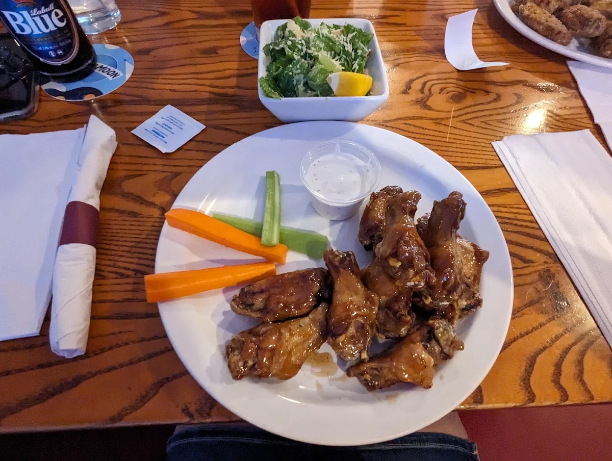 Honey Garlic Chicken Wings with Side Order Caesar Salad