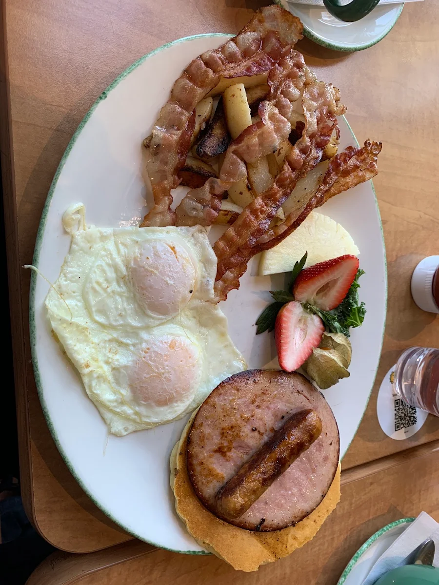 Eggs 2 Blueberry Pancakes and Bacon
