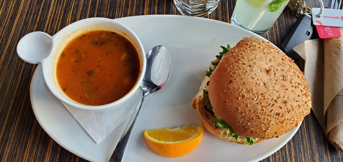 Indian Burger with Soup of the Day