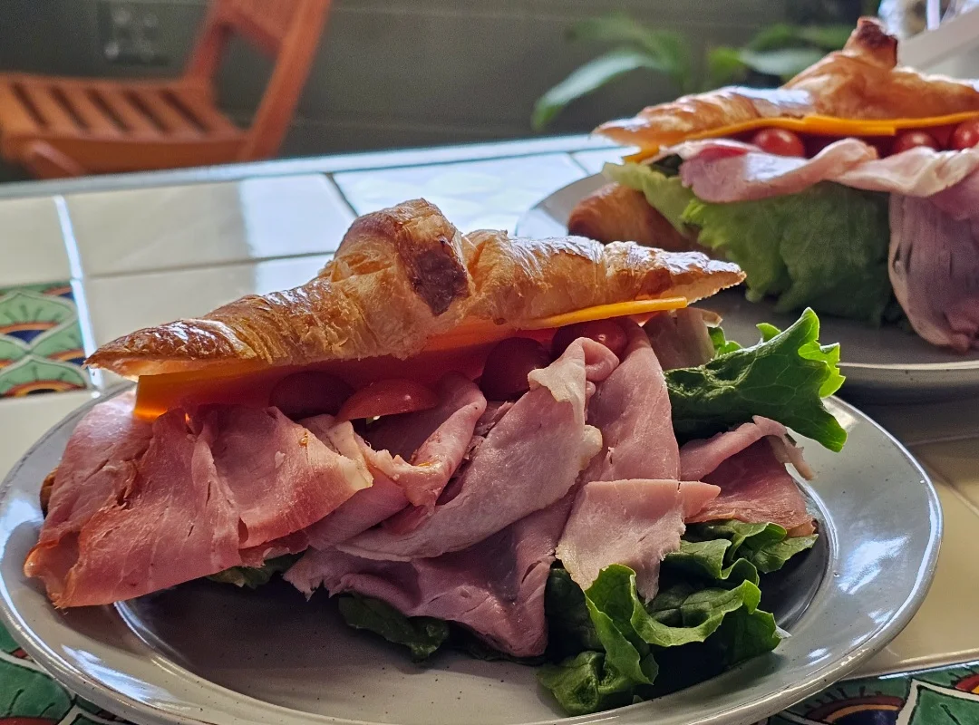 Classic Pesto Ham and Cheddar on Croissant