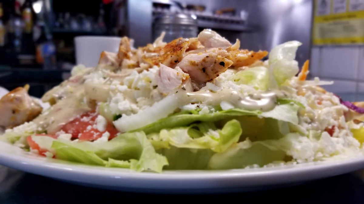 Greek Salad Topped with Grilled Chicken