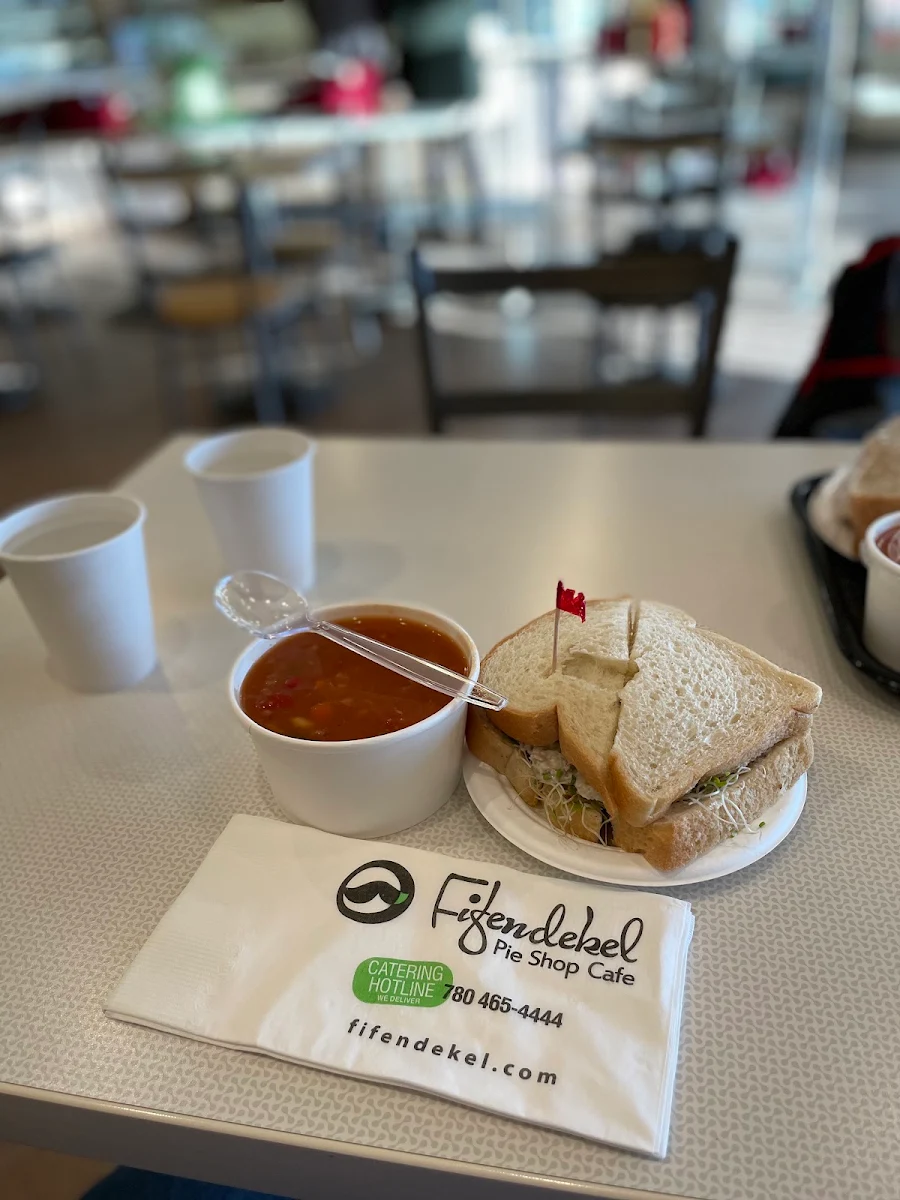 Chicken Salad Sandwich and Bean Soup