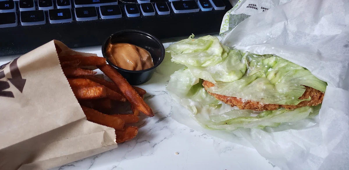 Spicy Habanero Chicken Burger and Sweet Potato Fries