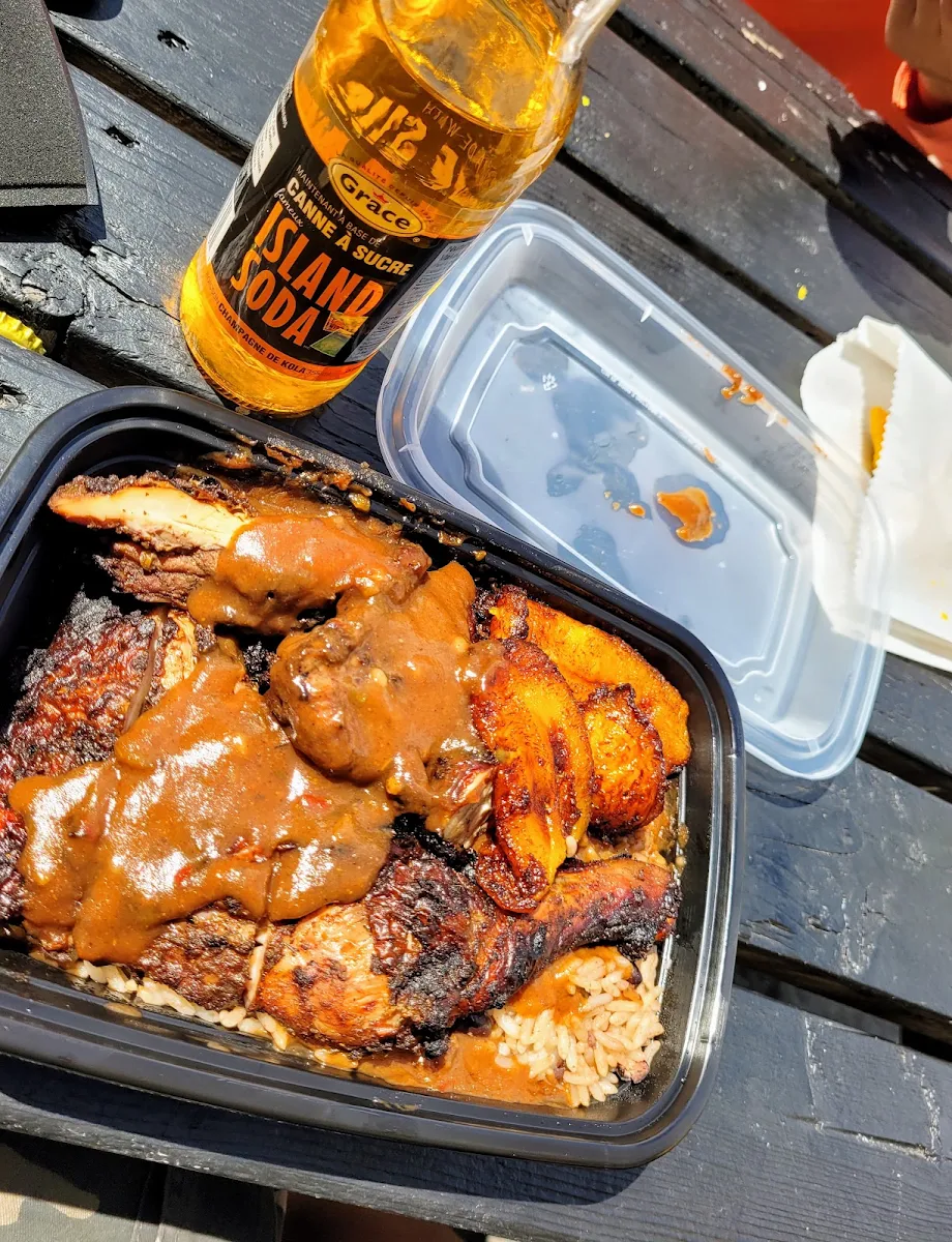 Large Jerk with Rice and Peas