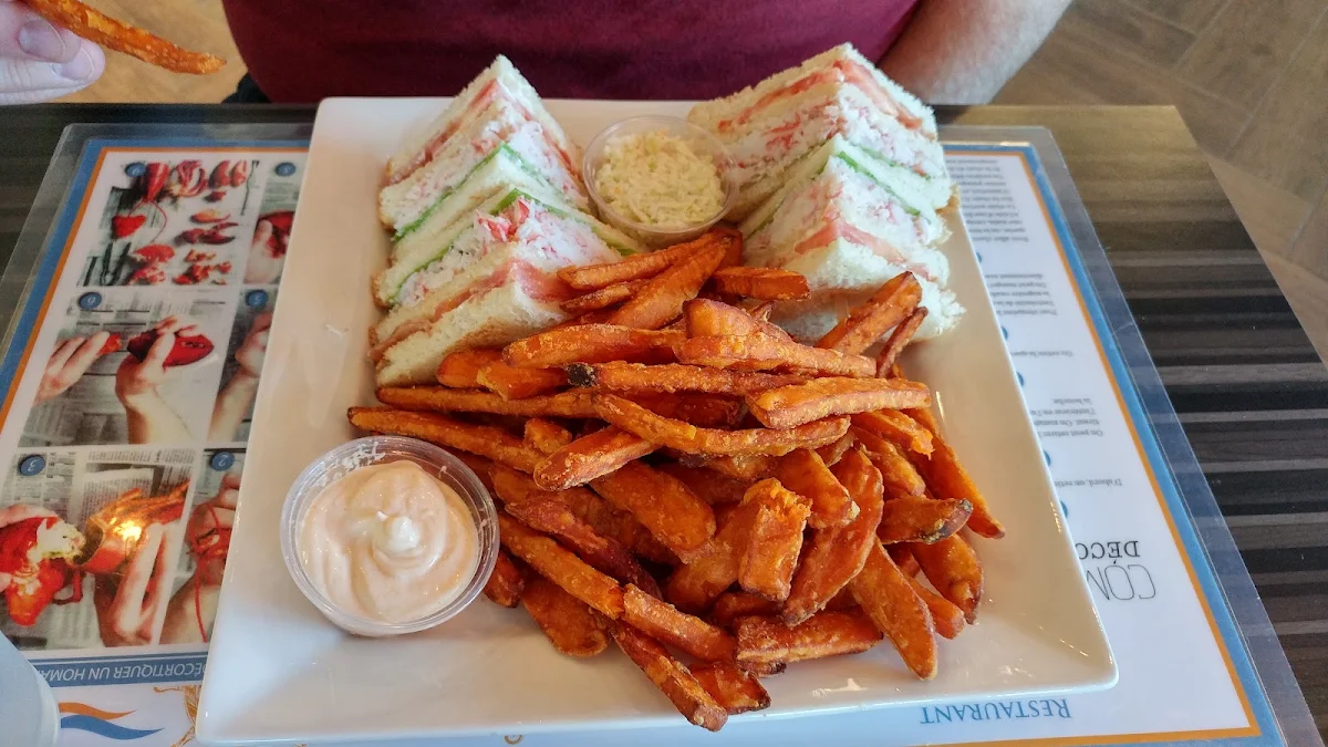 Lobster Club with Sweet Potato Fries