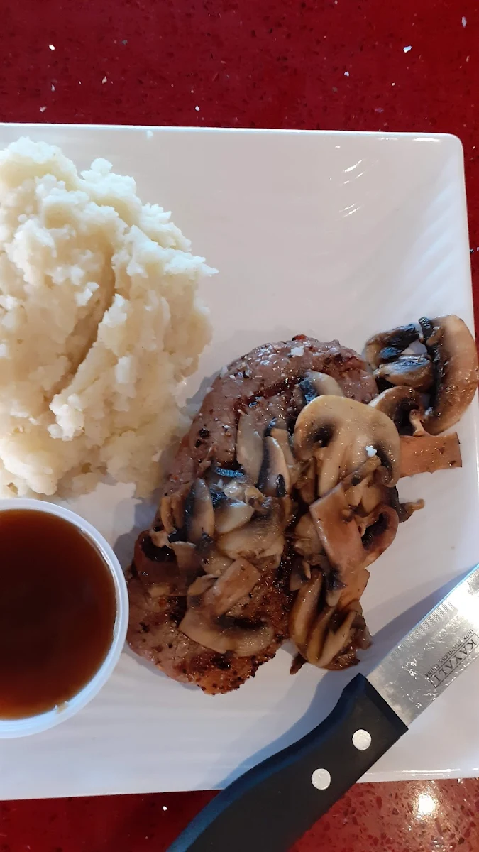 Steak Special with Mashed Potatoes and Mushrooms