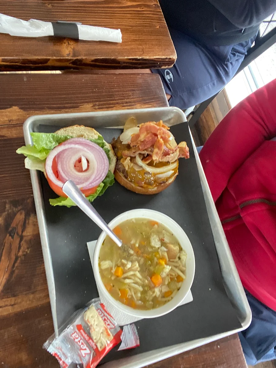 Chicken Noodle Soup and Hamburger
