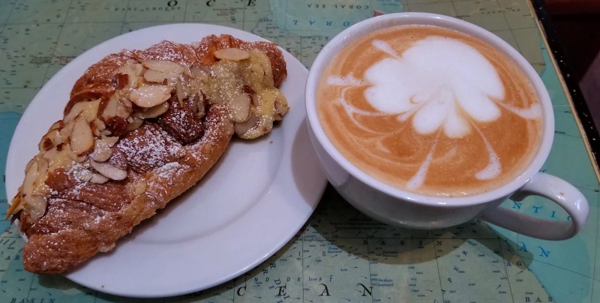 Almond Croissant and Latte