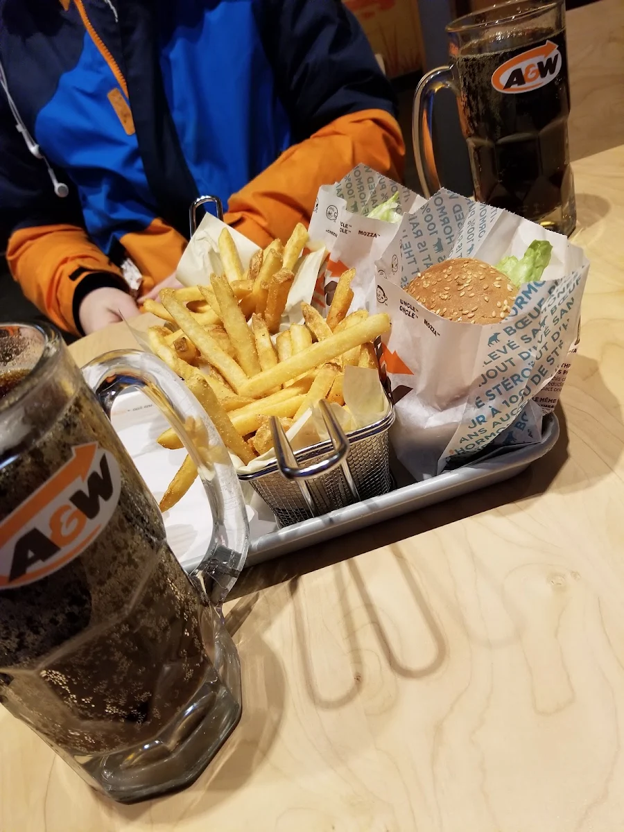 Teen Burger Meal with an Ice Cold Mug of Rootbeer