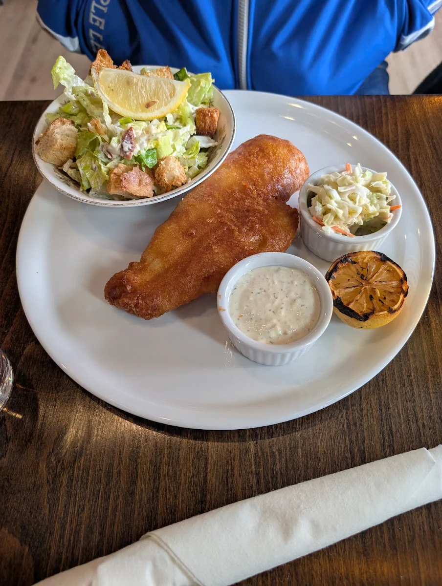 Fish and Chips with a Caesar Salad Substitute