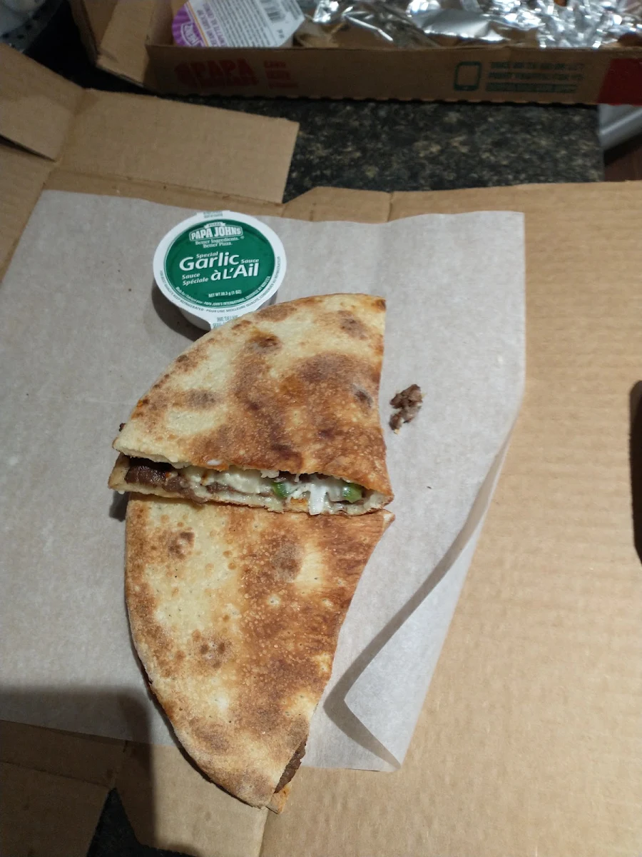 Philly Steak Papadia Made w Goat Cheese