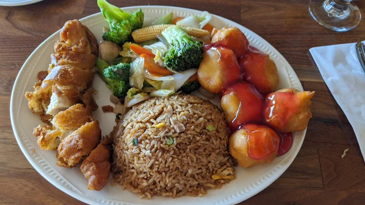 Lams Chicken Roll Sweet and Sour Chicken Chinese Fried Greens Chicken Fried Rice