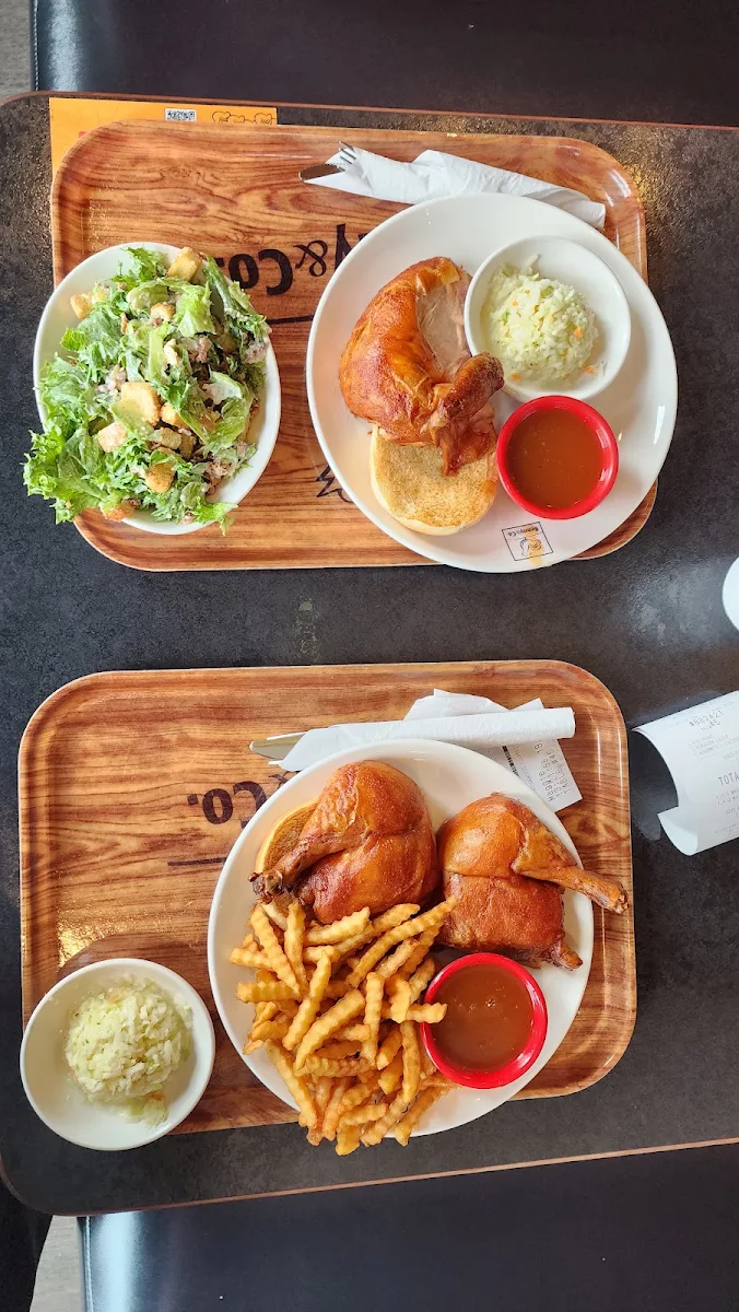 Chicken and Fries with Cesar Salads