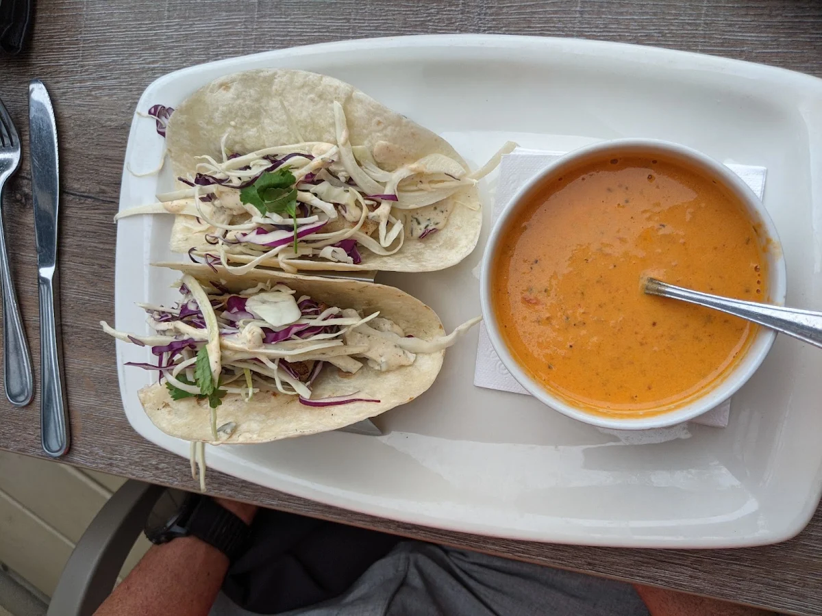 Fish Tacos and Roasted Red Pepper Soup