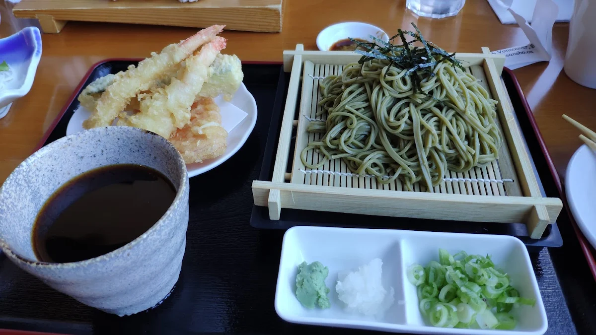 Chilled Green Tea Soba with Tempura