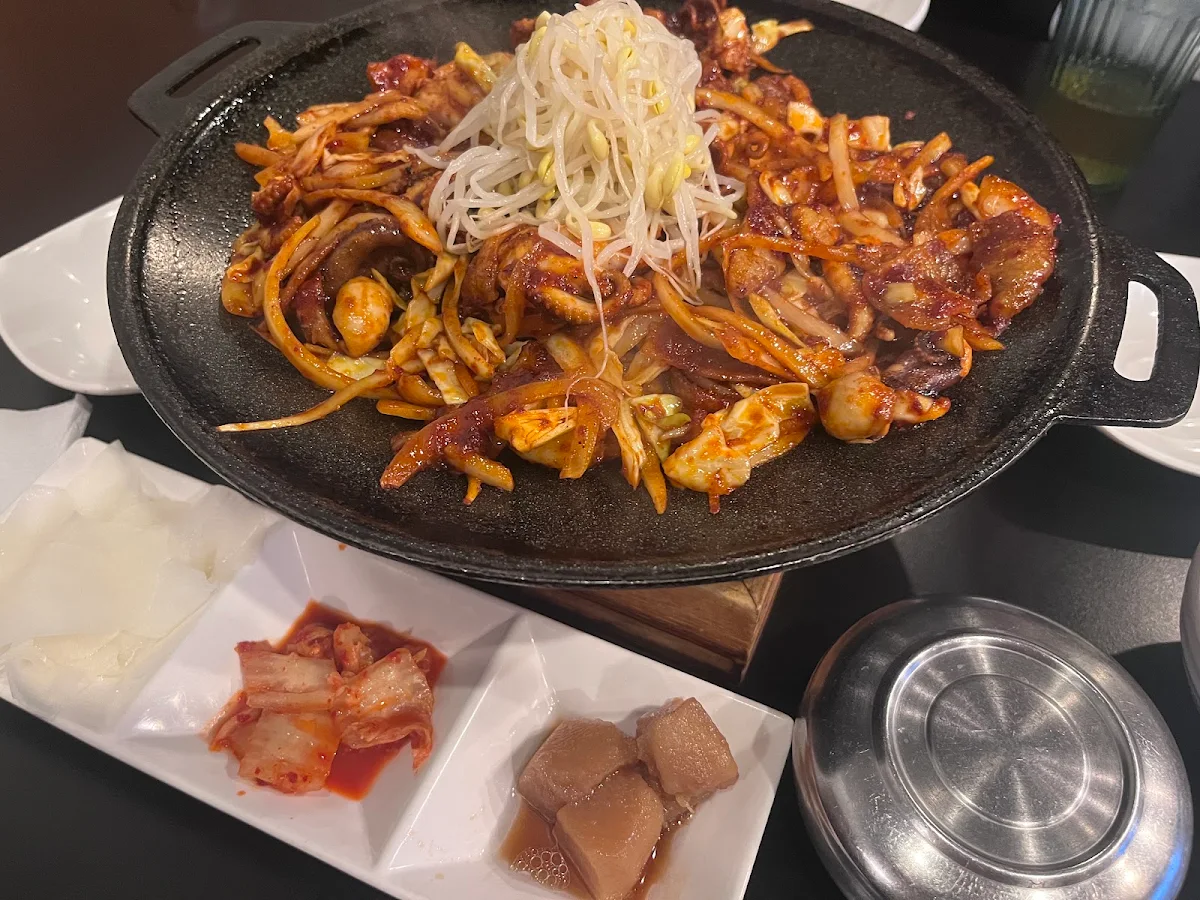 Spicy Stir Fried Baby Octopus with Pork Belly