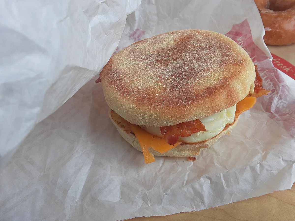 Freshly Cracked Egg N Bacon Breakfast Sandwich