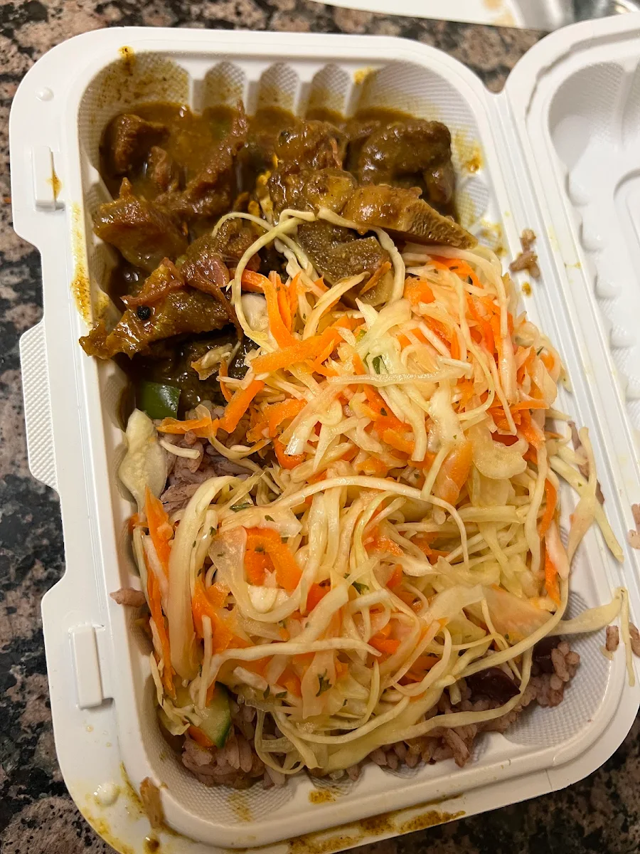 Curry Goat with Rice &Peas