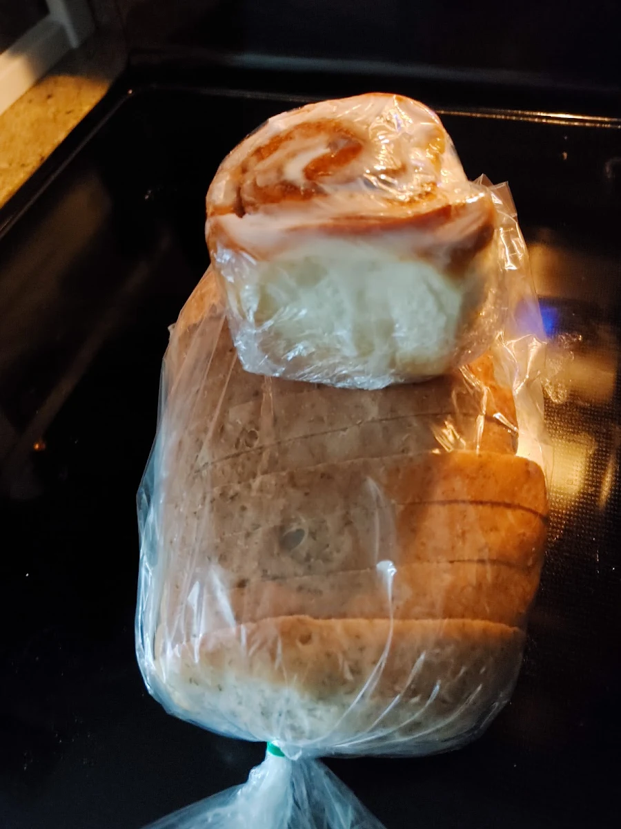 Cinnamon Bun and a Loaf of Potato Dill Bread