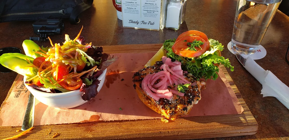 Grilled Salmon Burger with Salad