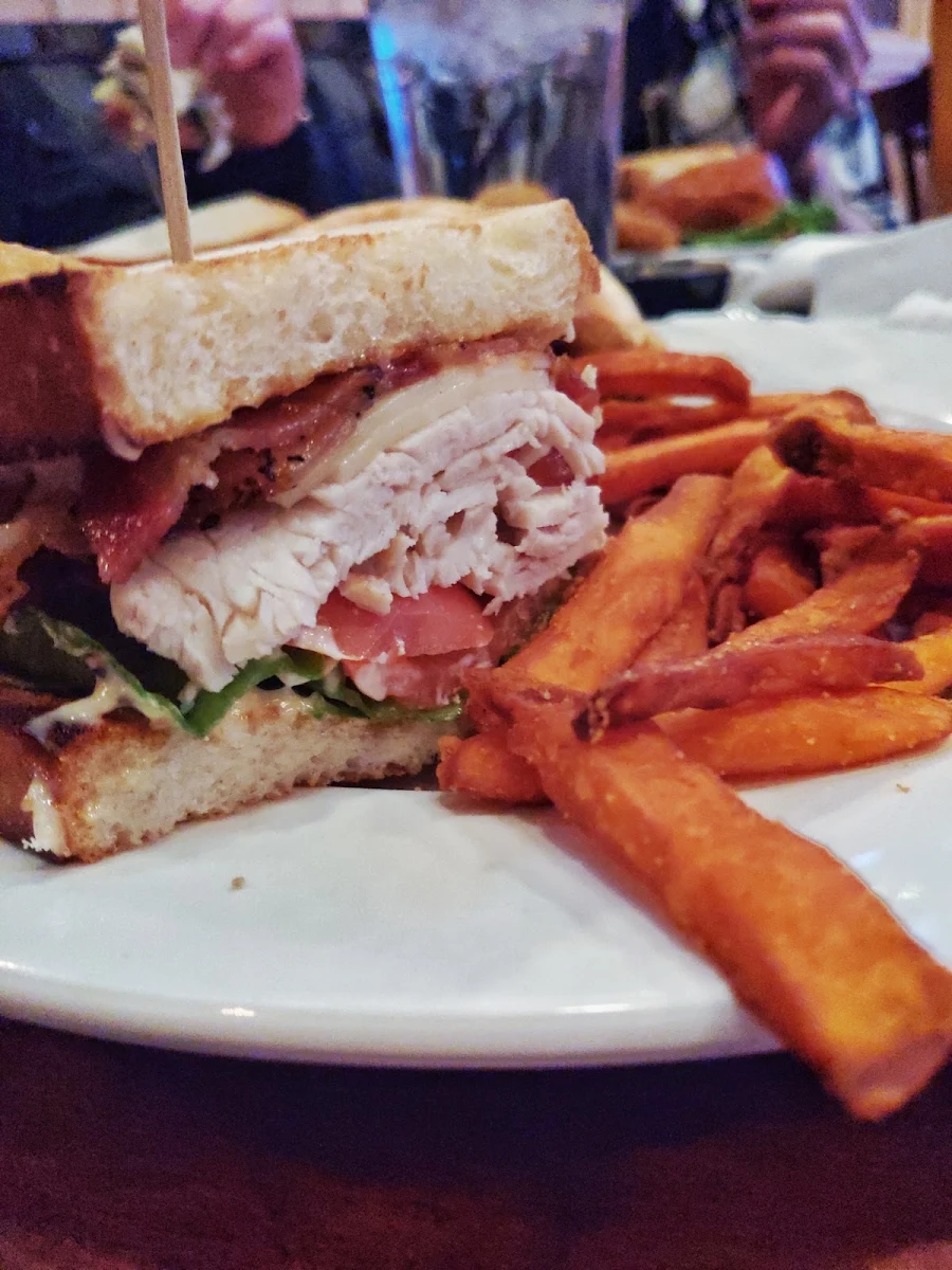 Turkey Club with Sweet Potato Fries
