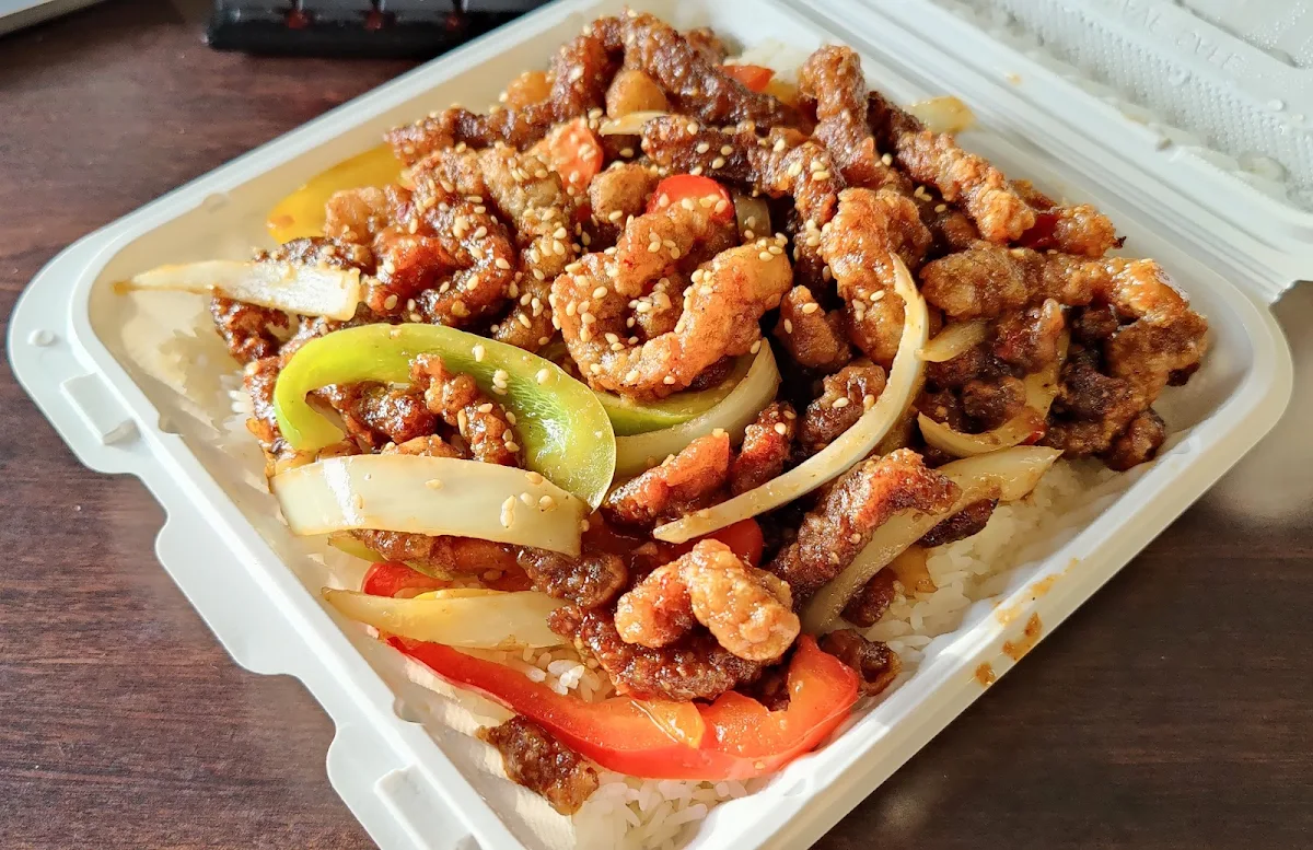 Ginger Beef with Steamed Rice