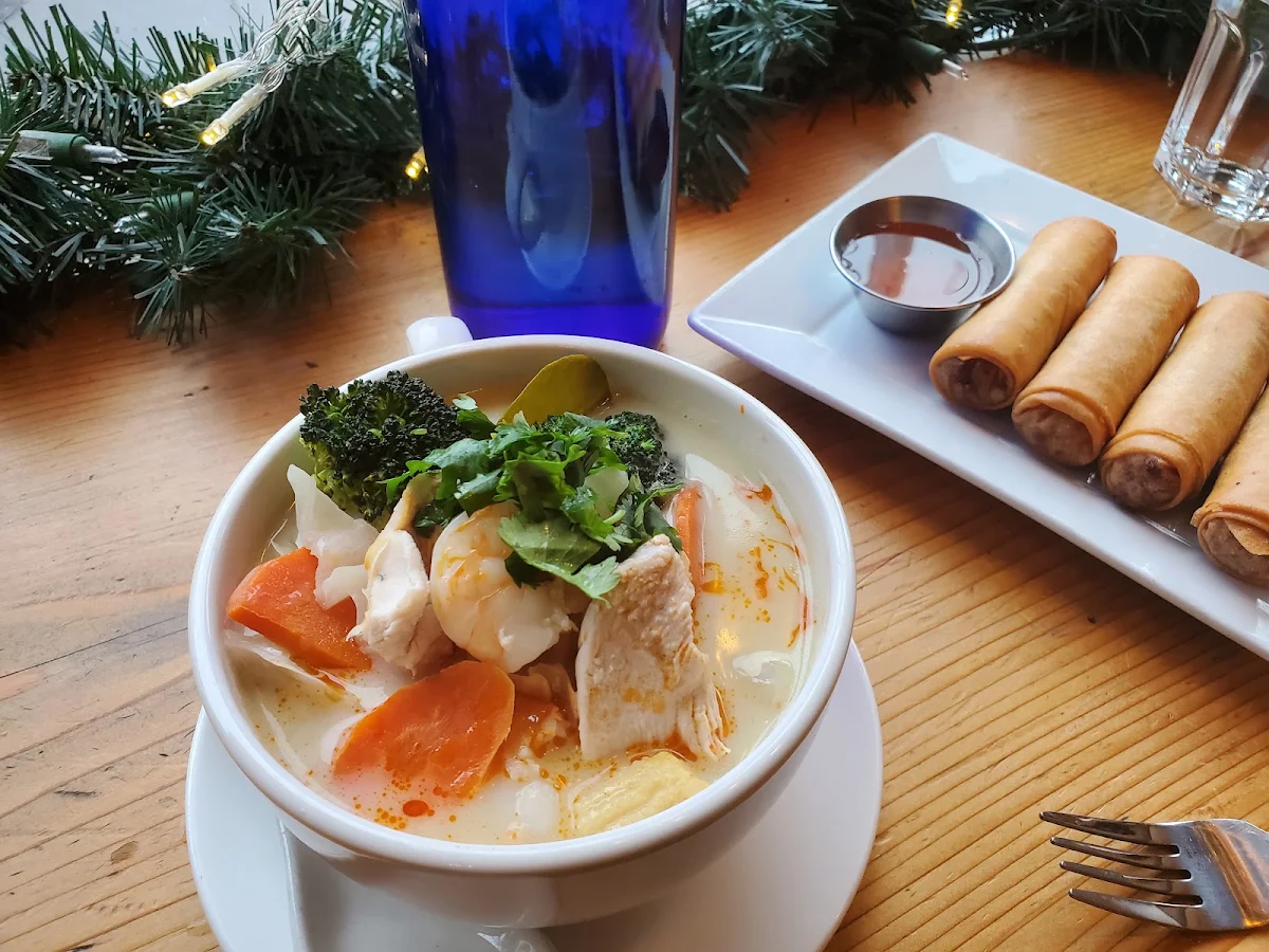 Tom Kah Soup and Spring Rolls