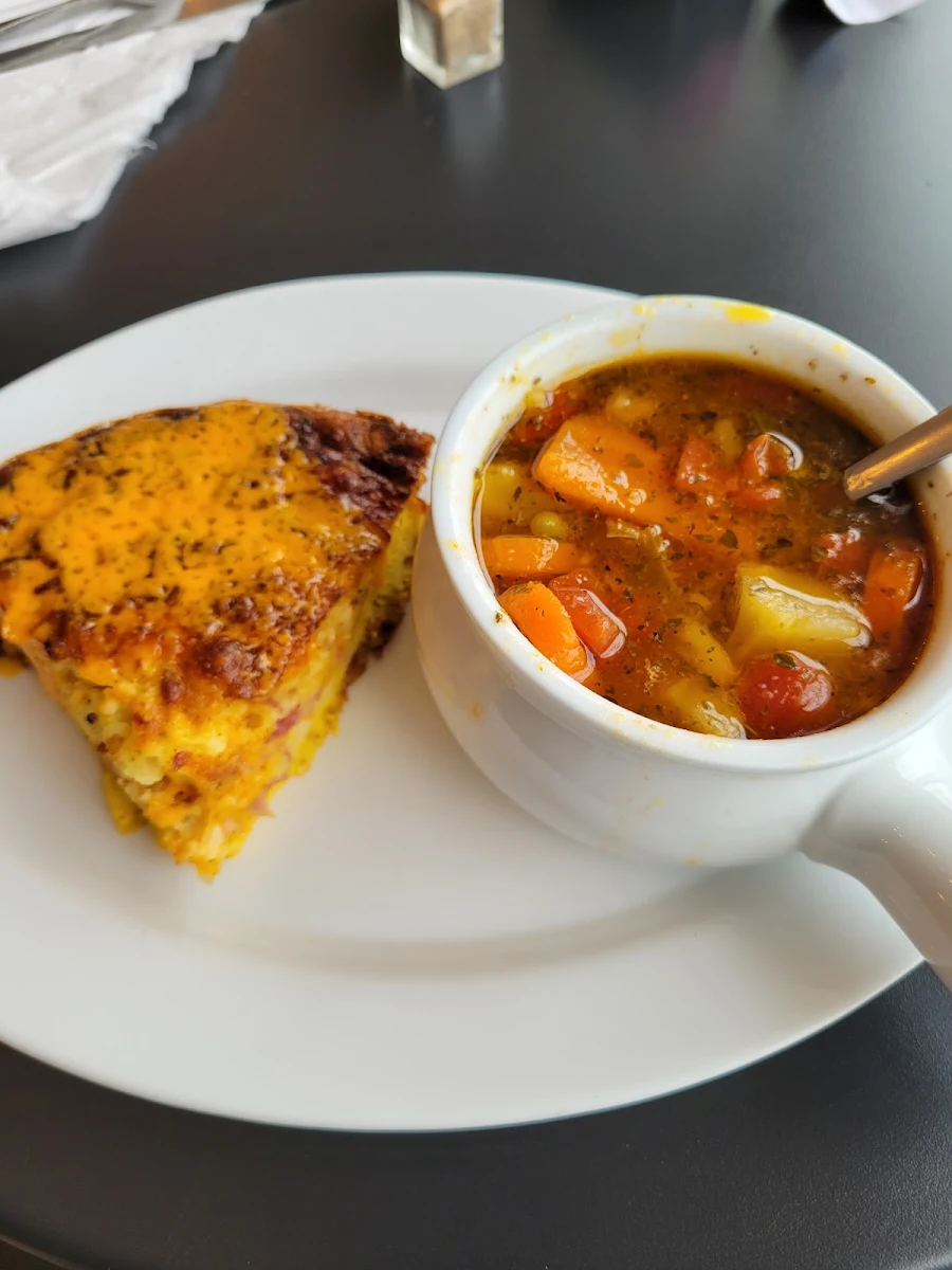 Cheese and Bacon Quiche and Soup of the Day