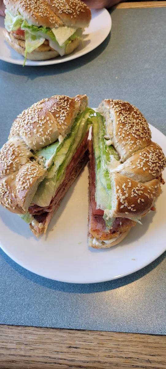 Peameal Bacon on a Sesame Bagel