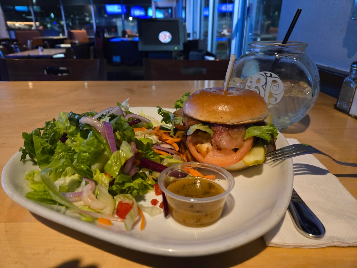 Maple Bacon Burger and House Salad