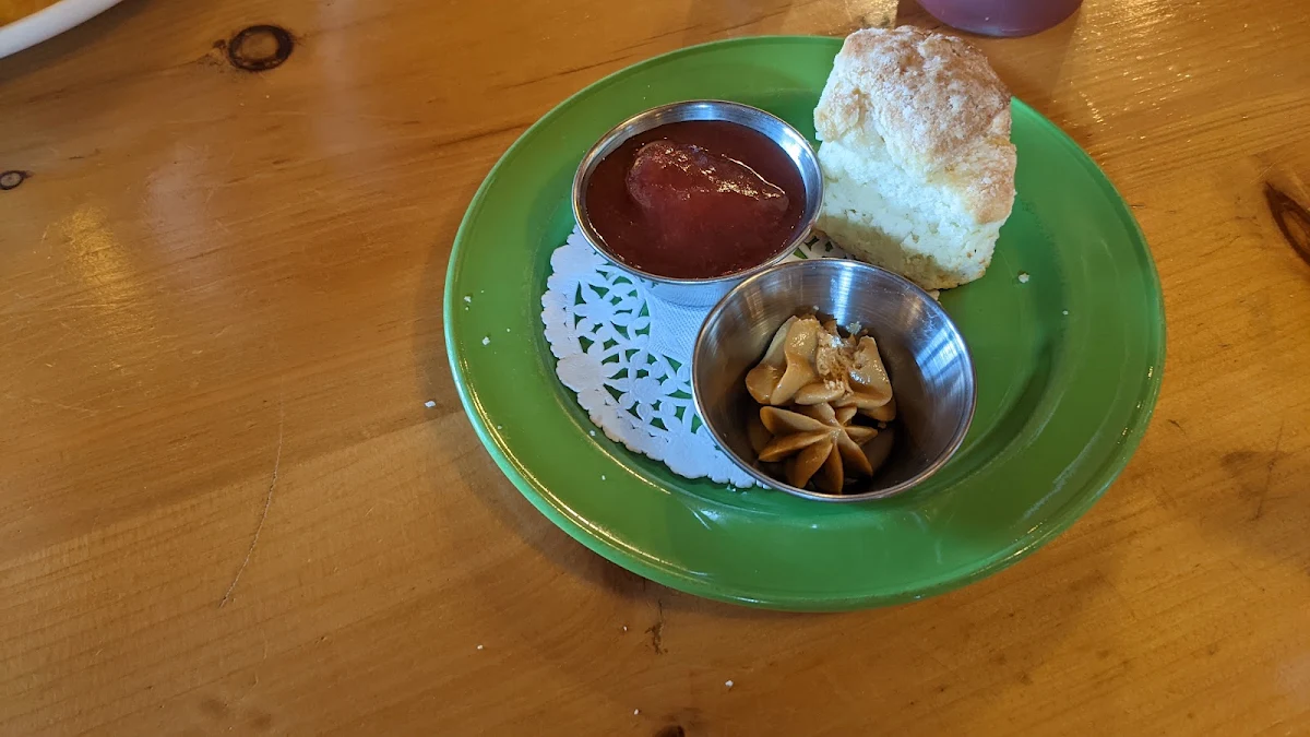 Home Made Preserves and Brown Molasses Butter with Biscuit