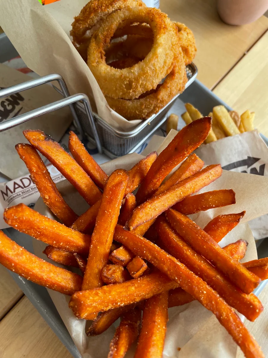 Onion Rings and Sweet Potato Fries