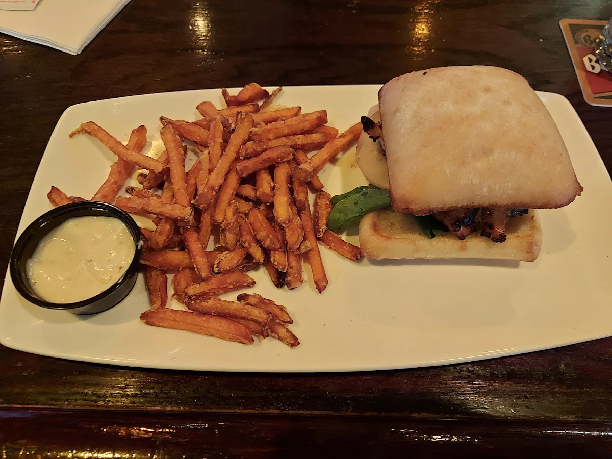 Chicken Brie Sandwich with Sweet Potato Fries