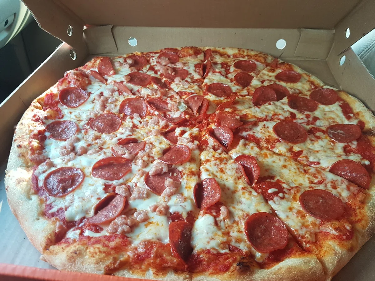 Pepperoni Pizza with Bacon on Half