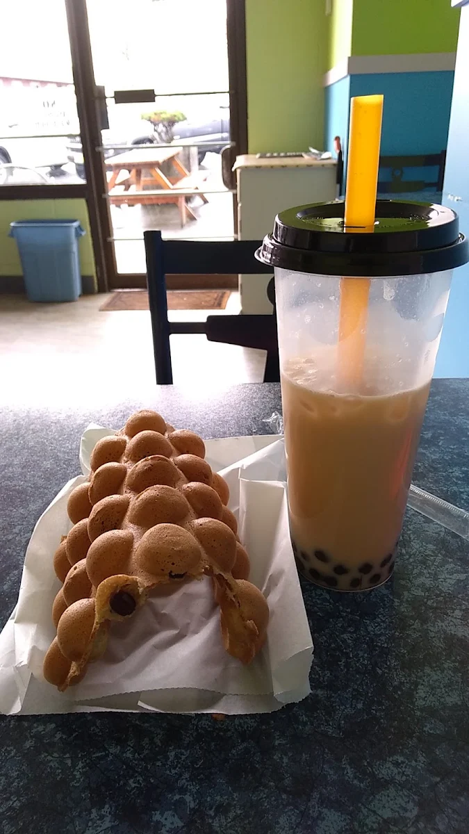 Red Bean Bubble Waffle and Durian Bubble Tea