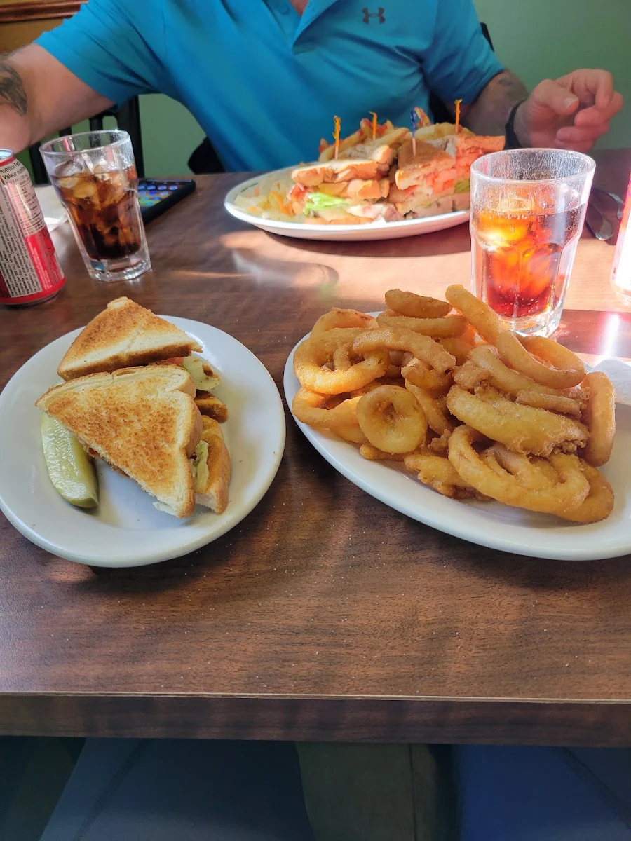 Onion Rings Bacon Lettuce and Tomato Sandwich