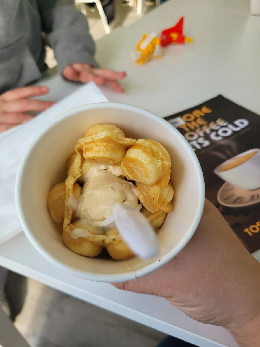 Bubble Waffle with Vanilla Ice Cream