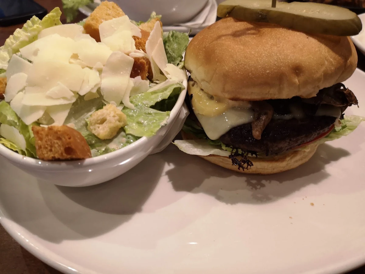 Monty Mushroom Bigger Burger with Caesar Salad