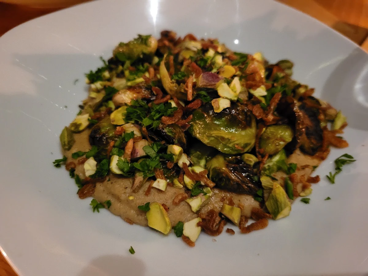 Celeriac Brown Butter & Ricotta Agnolotti w Onion Sauce Sunchokes & Shimej