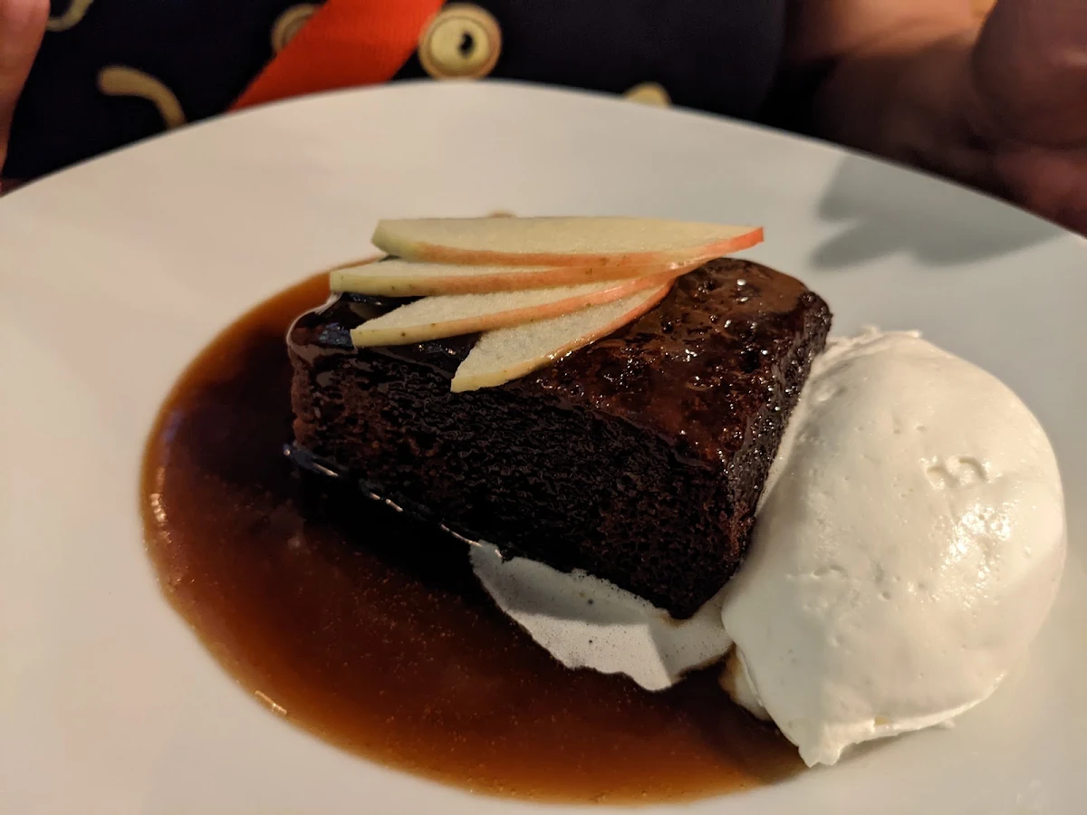 Sticky Toffee Pudding with Whipped Cream & Ambrosia Apples