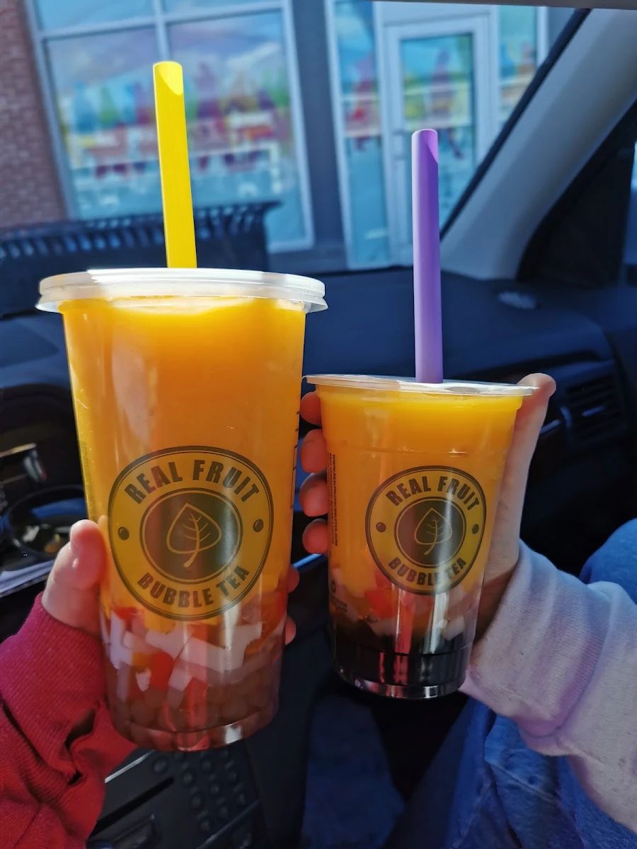 Mango Slush x2 with Boba and Mixed Jellies