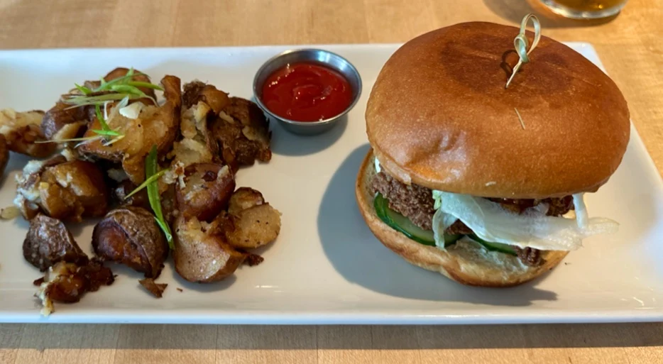 Chicken Sandwich and Hash Browns
