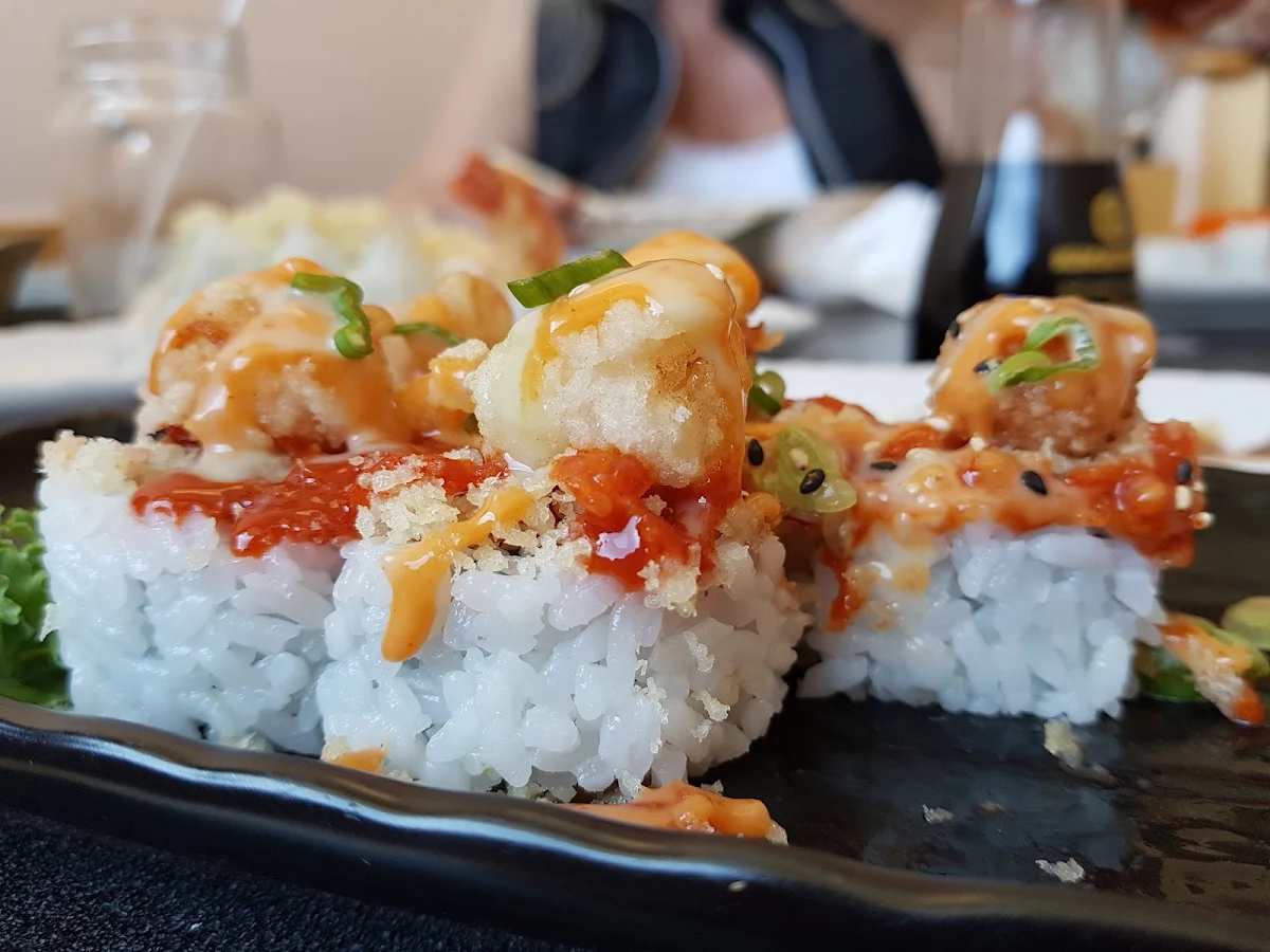 Takoyaki Spicy Salmon Sashimi Fire Work Roll Prawn Tempura
