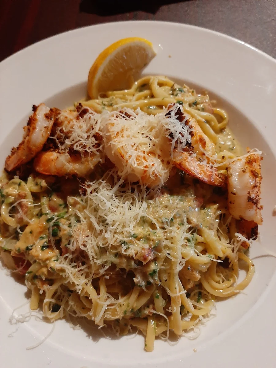 Trout and Cajun Shrimp Carbonara