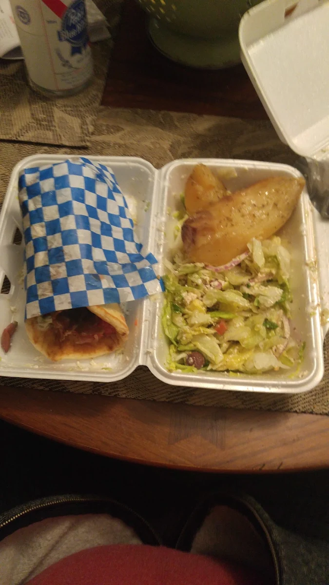 Gyro Pita Greek Salad and Roasted Potatoes