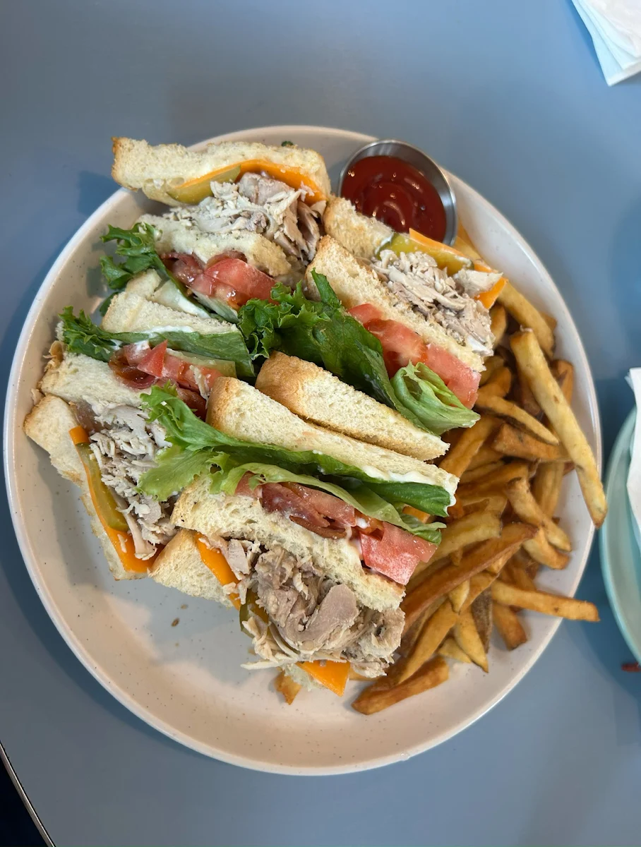 Turkey Club Sandwich with Fries