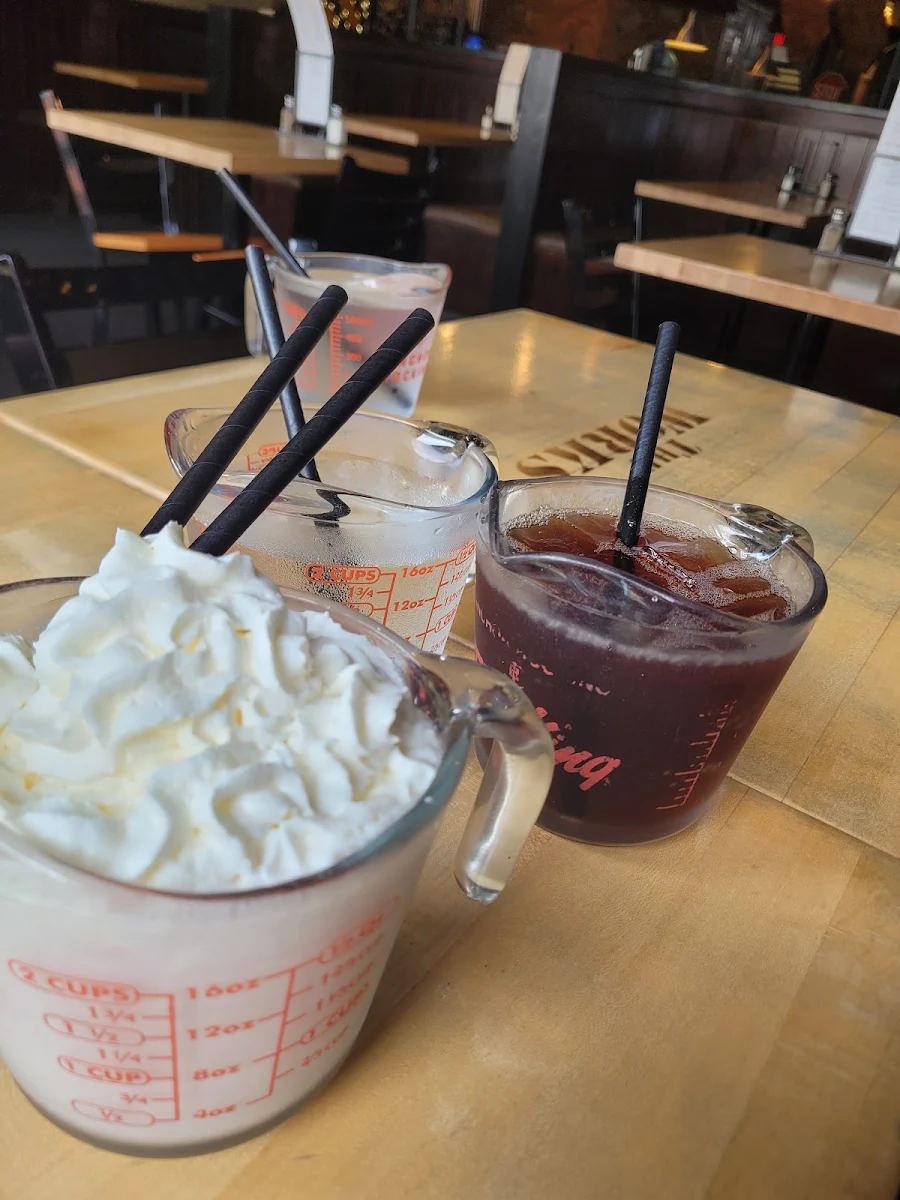 Ice Tea and Strawberry Milkshake