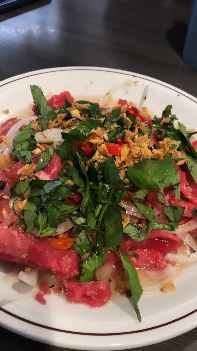 Sliced Rare Beef with Lime Sauces